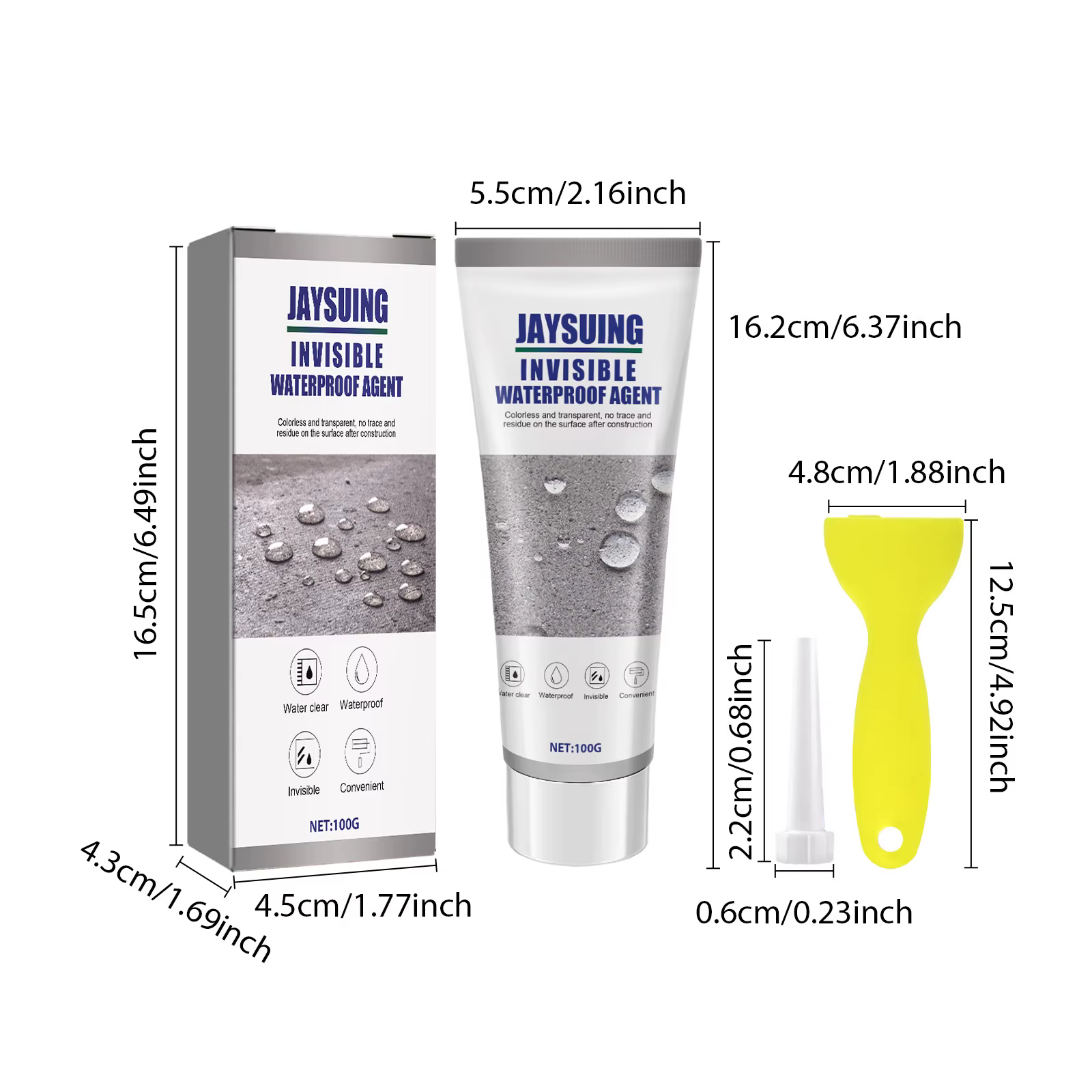 Silvertsuing-Liquide d'étanchéité invisible avec grattoir, colle, liaison de bain, agent de pénétrat