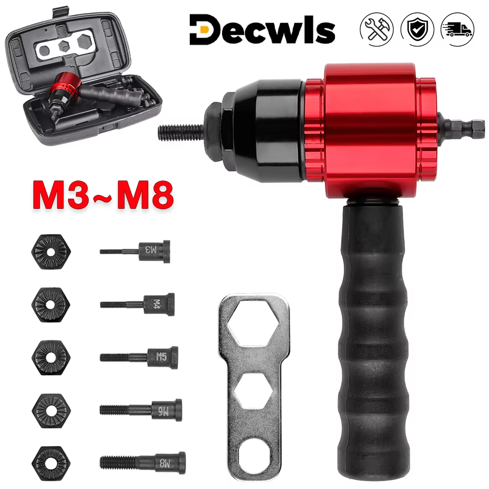 Machine à riveter les écrous M3, M4, M5, M6 et M8 pour usage domestique, adaptateur pour pistolet à 
