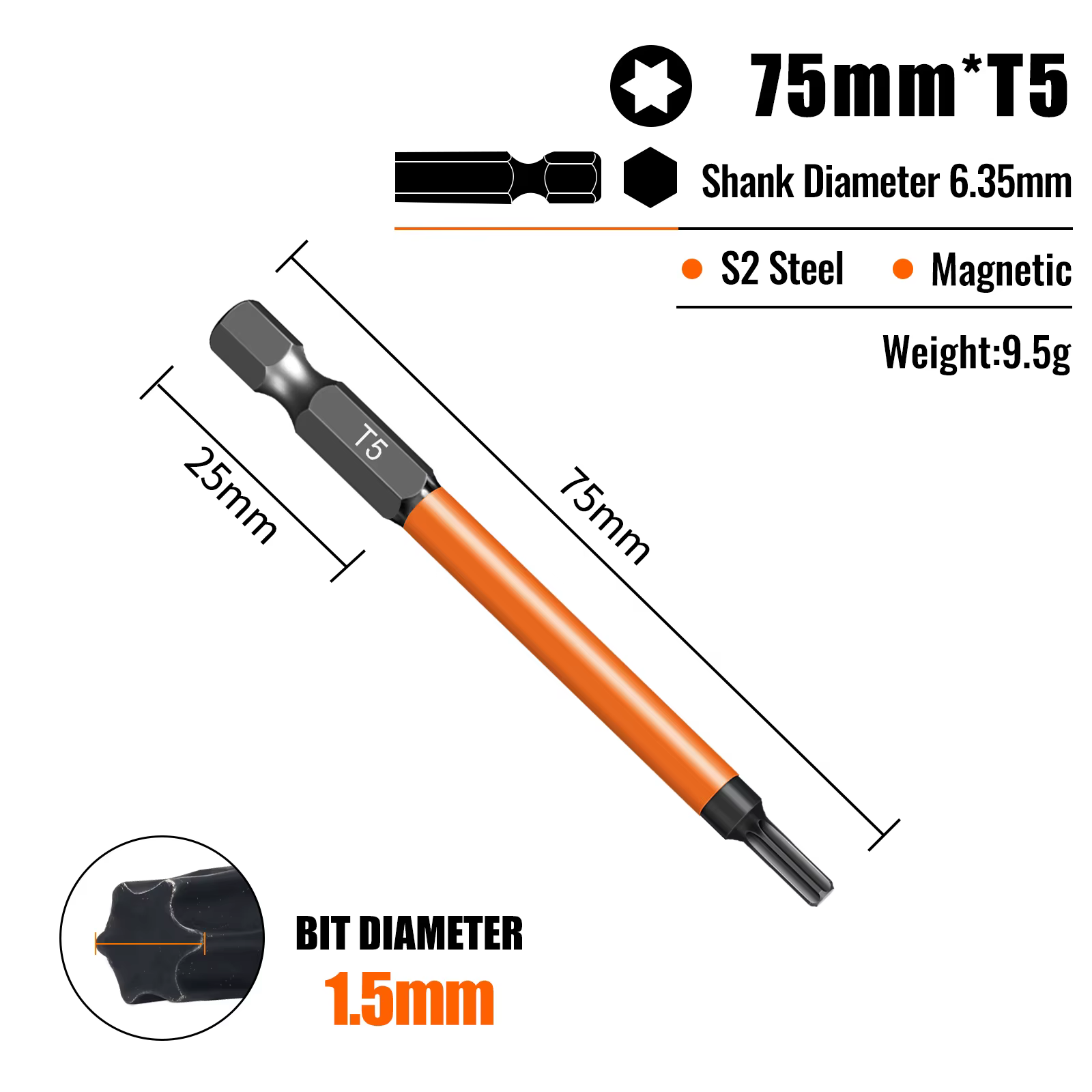 Jeu d'embouts de tournevis Torx, embouts individuels T5-T40, longueurs 75/100/150mm, forte magnetisa