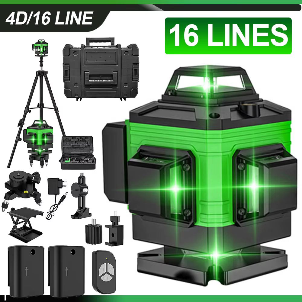 16 Lines 4D Laser Level green line SelfLeveling 360 Horizontal & Vertical power Laser level Professi