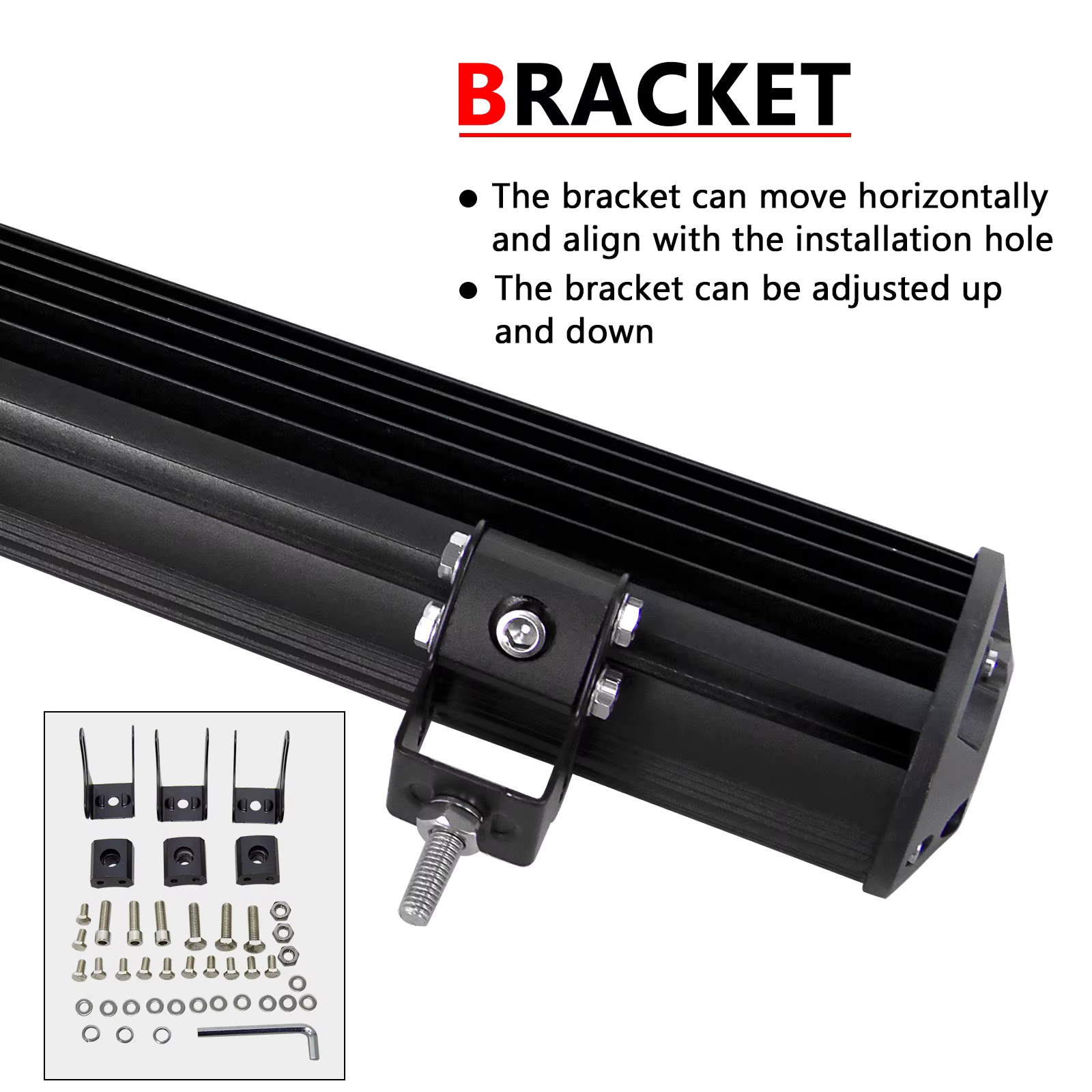 Auxtings 12-45 pouces 180W-612W Tri-Row 7D barre lumineuse LED tout-terrain barre LED Combo barre lu