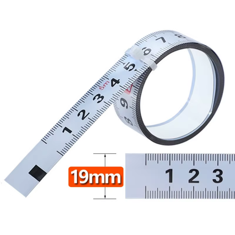 Ruban à mesurer sur piste à onglet 1-5M, W19mm, règle d'échelle auto-adhésive en acier pour Table de