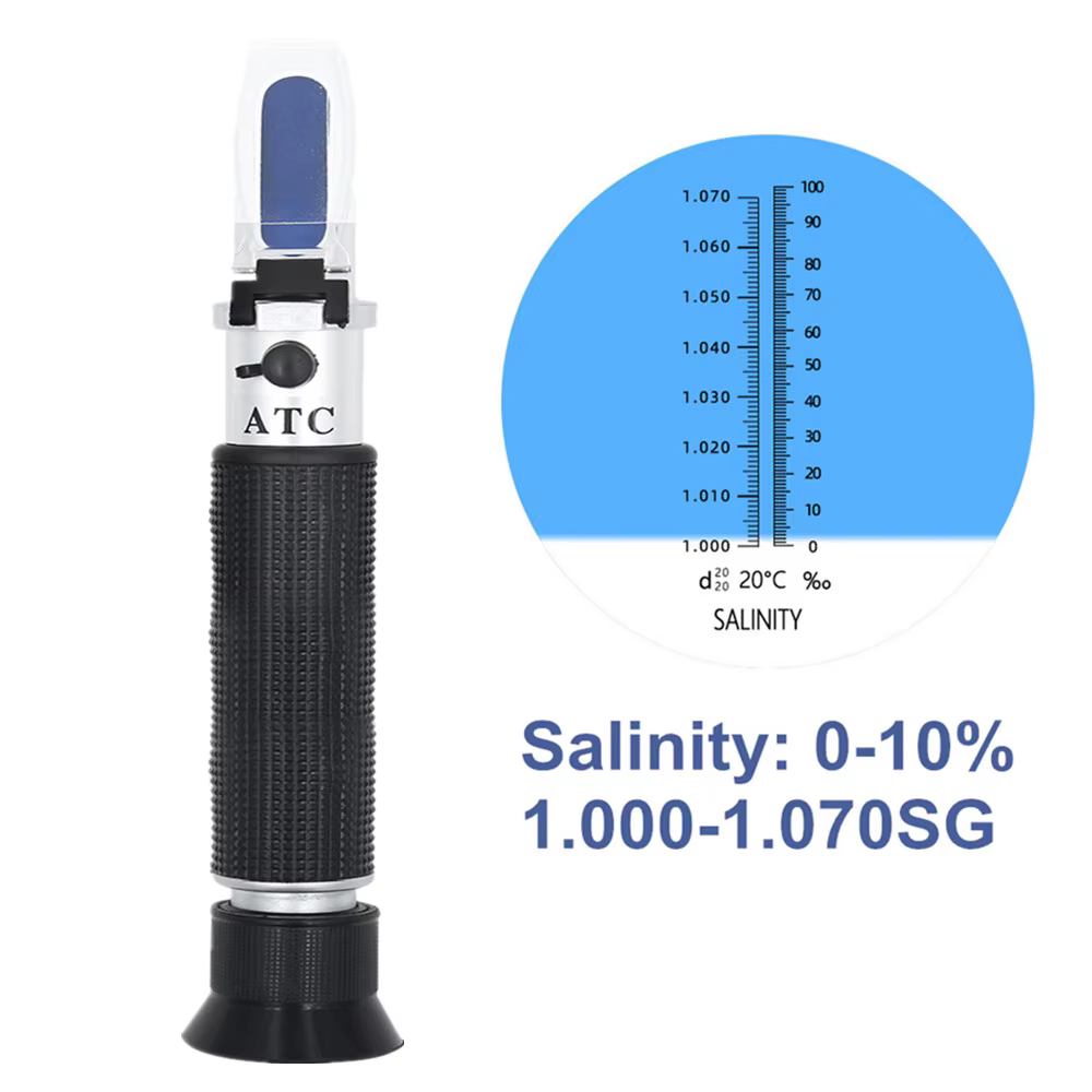 Réfractomètre de salinité portatif, compteur d'eau de sel de mer, Concentration 1.000-1.070SG, gravi