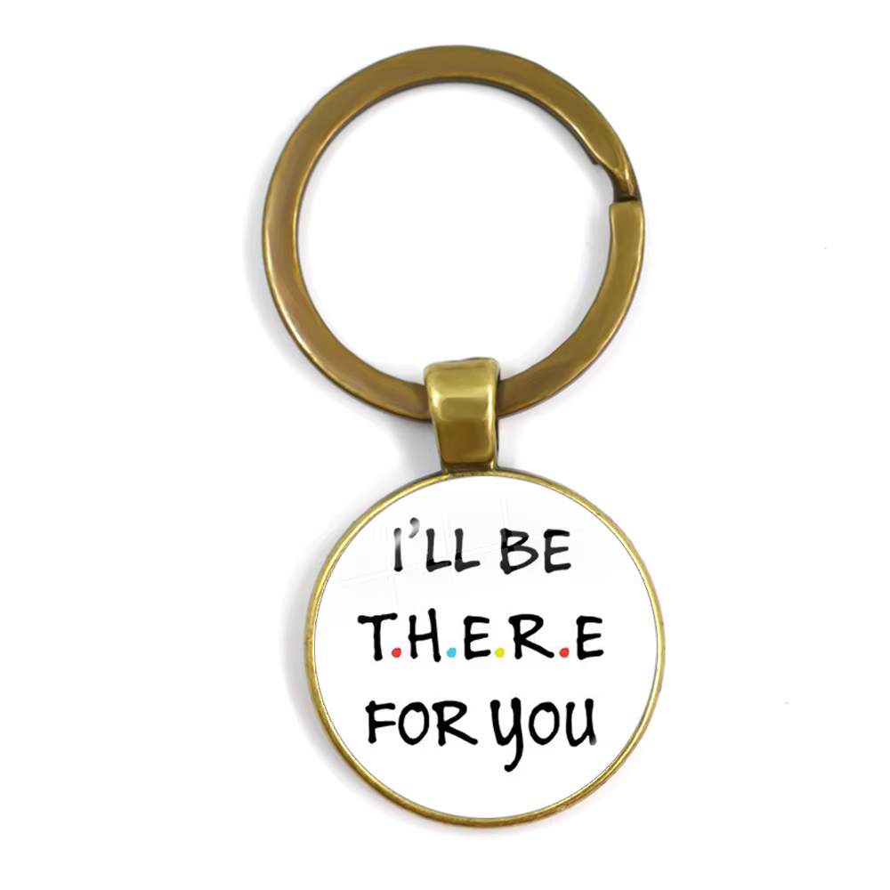 Porte-clés série 25e anniversaire Friends, série dessin animé, motif amusant, Cabochon en verre, por