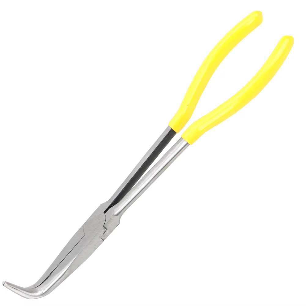 Pince à nez Extra Long, équipement mécanique à pointe droite et courbée, outils de retrait manuel, C