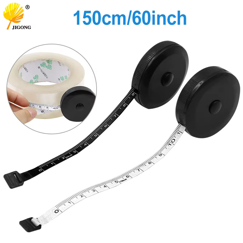 Ruban à mesurer Double face noir, 1.5m, 60 pouces, outils rétractables automatiques, Mini ruban à me