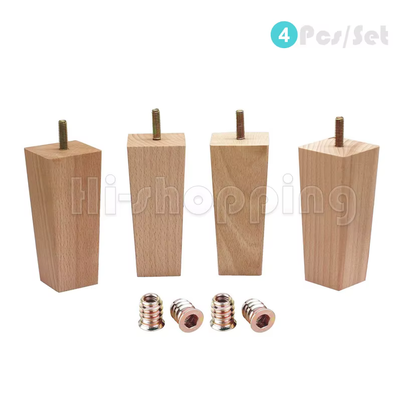4 pièces pieds de meubles coniques en bois massif hauteur 10/12/14cm pour remplacement canapé meuble