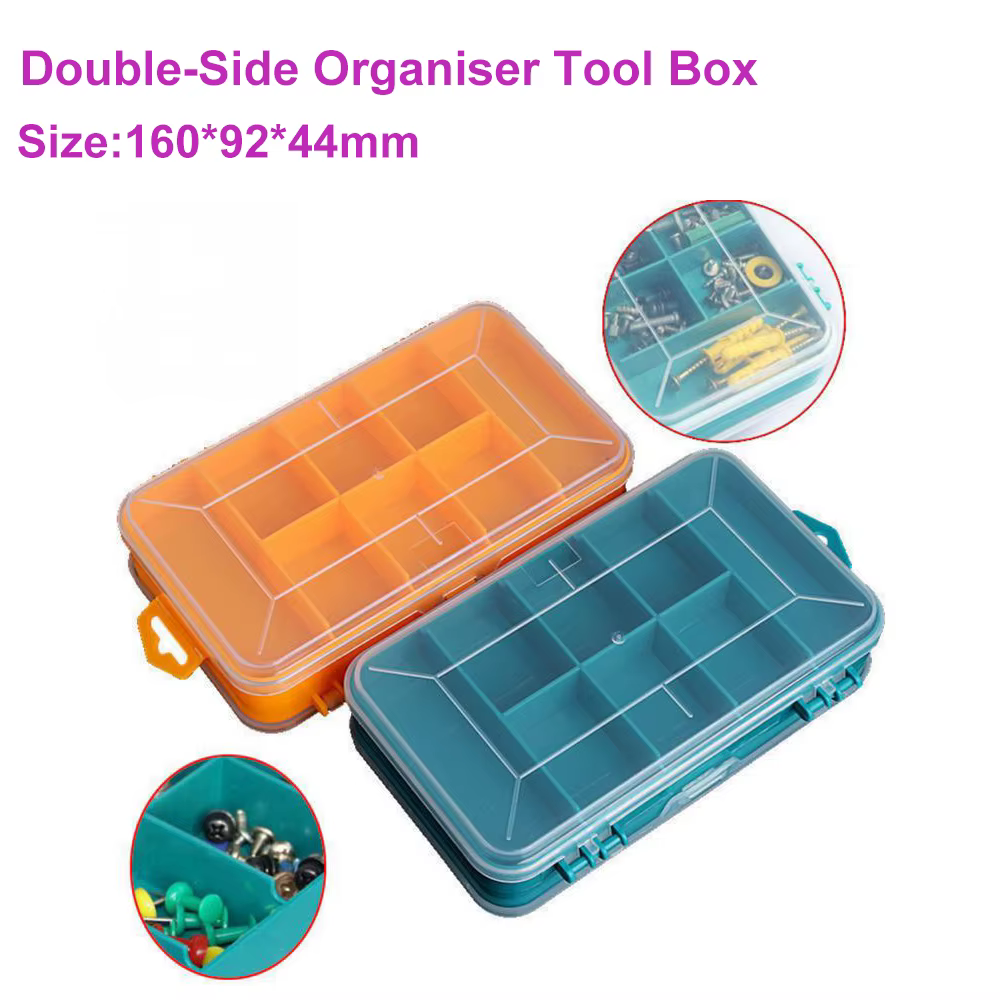 Boîte à outils double face pour le rangement des outils ménagers, organisateur, 160x92x44mm