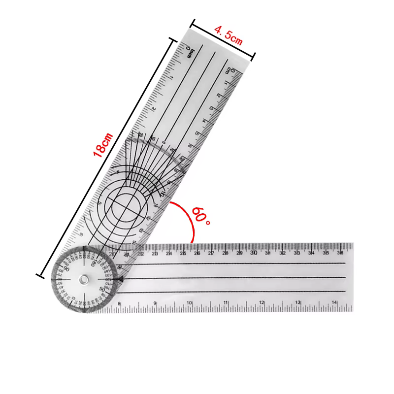 Goniomètre médical pour Angle de la colonne vertébrale de 0 à 140mm, règle d'angle de 360 degrés, in