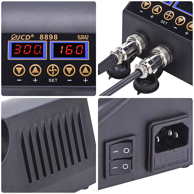 JCD-Pistolet à air chaud 2 en 1 750W, affichage numérique LCD, station de expédide soudage pour télé