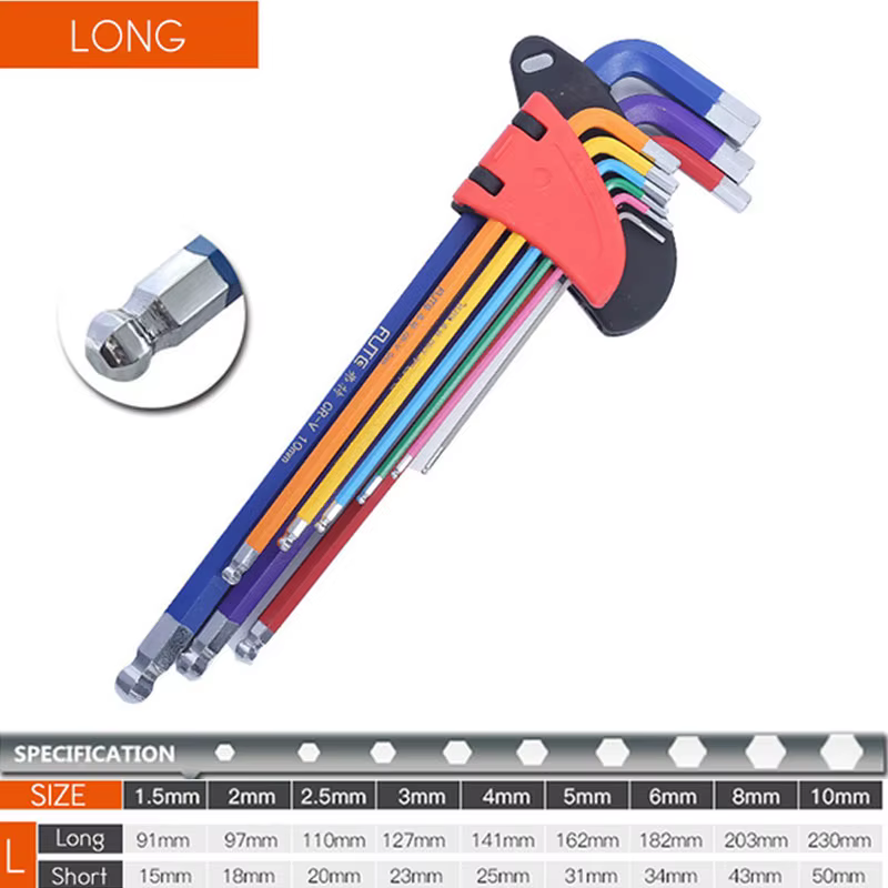 Kit de clés Allen pour vis Allen, 9 pièces, jeu de clés hexagonales à bras Long de 1.5mm à 10mm, out