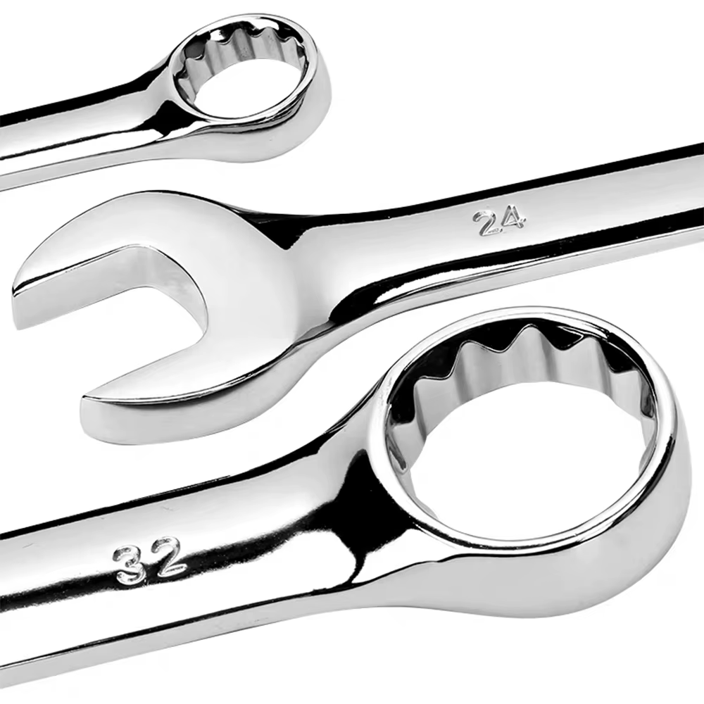 Clé à cliquet à extrémité ouverte en fleur de prunier à double usage, clés combinées 6MM-32MM, coupe