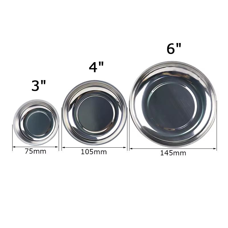 Plateau magnétique circulaire 3 "/4"/6 ", pièces magnétiques, bol, plateau de rangement de vis, plat