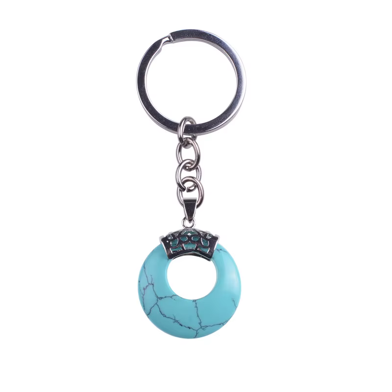 Porte-clés en métal en alliage de pierre naturelle 2018, cadeau de pièce de monnaie pour femmes, cha