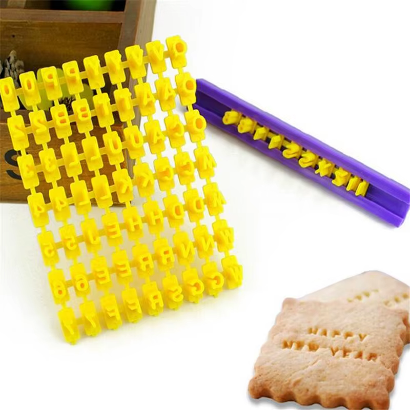 Alphabet lettre numéro Cookie presse timbre gaufreur Cutter Fondant moule gâteau cuisson moules outi