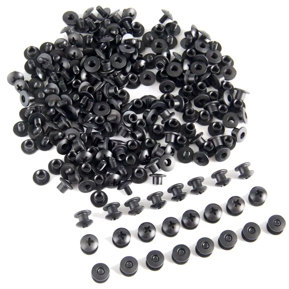 Kit de vis à tête transversale pour vis Chicago, 100 pièces, en acier noir, pour bricolage, gaine de