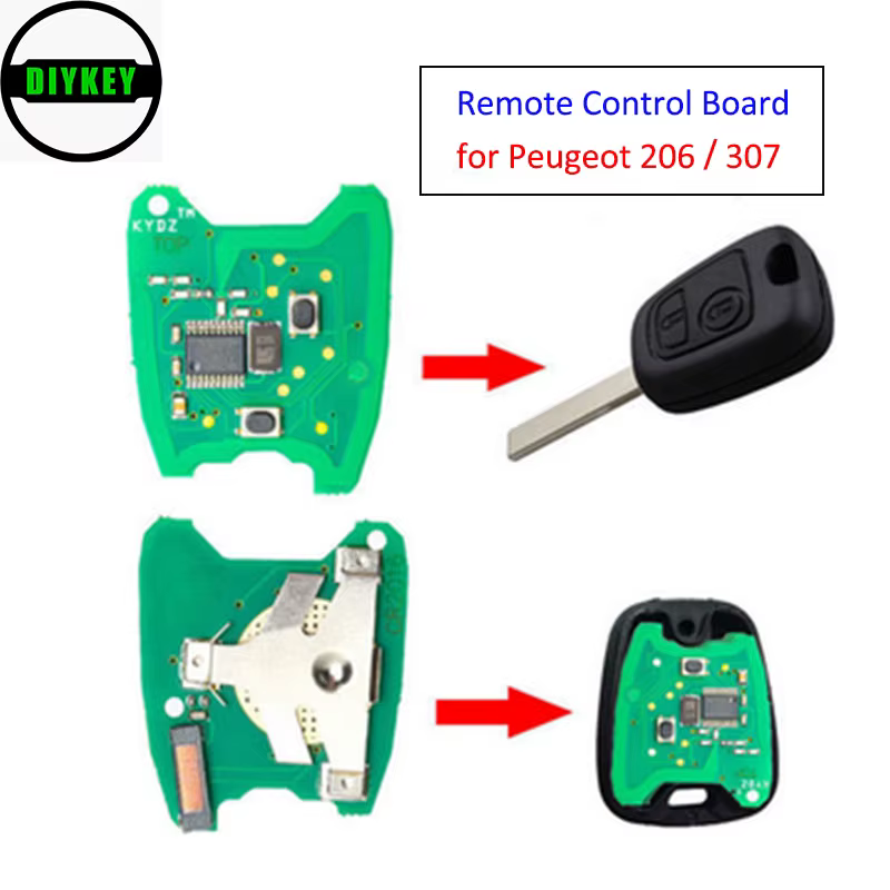 DIYKEY KYDZ – carte de télécommande à 2 boutons, 433MHz, pour Peugeot 206 307, avec circuit imprimé 