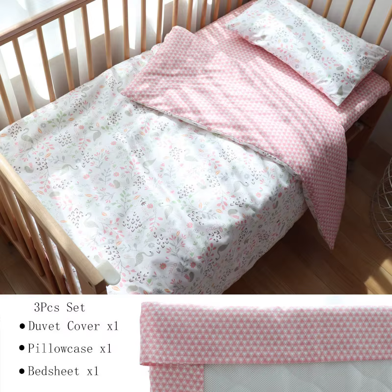 Parure de lit en coton doux avec pare-chocs pour nouveau-né, parure de lit pour fille, décor de pépi