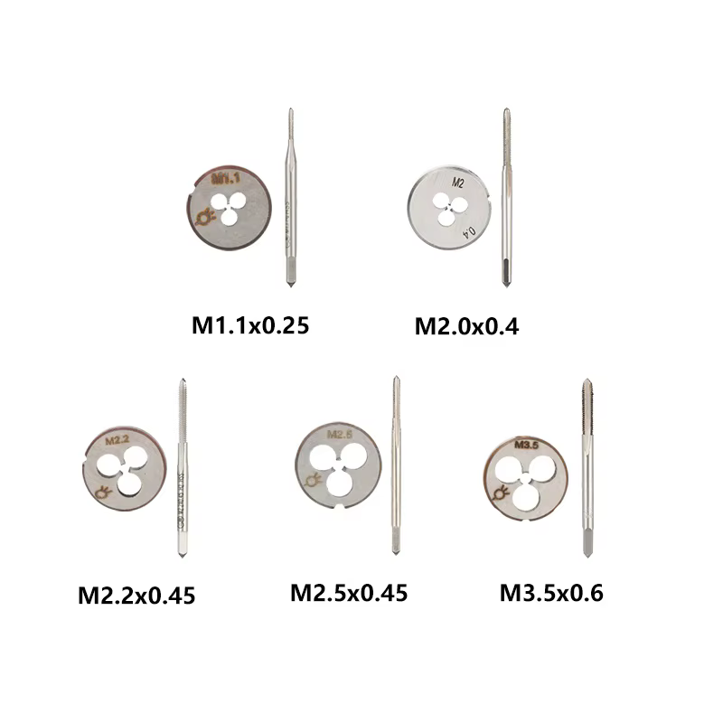 CMCP – jeu de tarauds et de matrices à vis métriques M1.1 M2 M2.2 M2.5 M3.5, Machine à main droite,