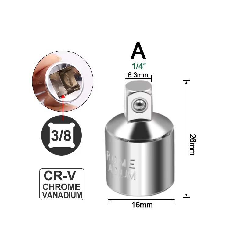 Adaptateur de douille de clé à cliquet en acier inoxydable, pour conversion de 1/2 " vers 3/8 ", 3/8