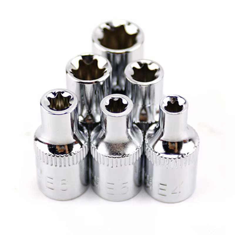 Jeu de douilles à cliquet 1/4 ", clé dynamométrique Torx Star, adaptateur de douille femelle, pilote