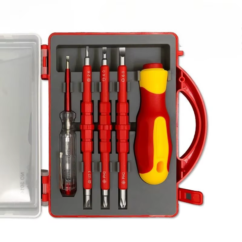 Tournevis isolé 1000V pour électricien, stylo testeur de tension 5-en-1 double usage, outils de répa