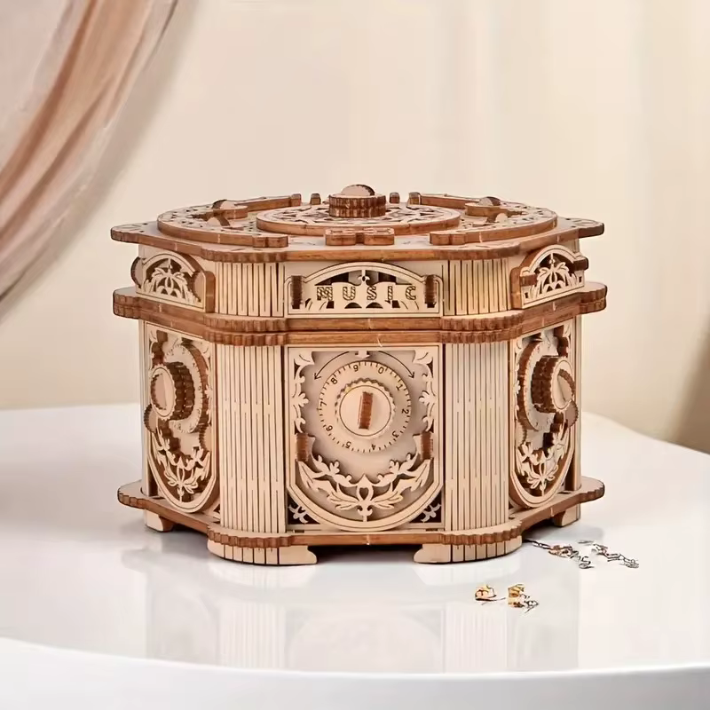 Boîte au trésor 3D à monter soi-même, jeu de puzzle en bois, cadeau, blocs de construction pour adul