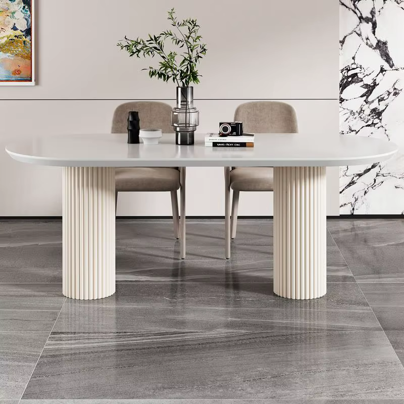 Pieds de Table ondulés esthétiques en métal crème, Base de bureau elliptique pour Support d'îlot de 