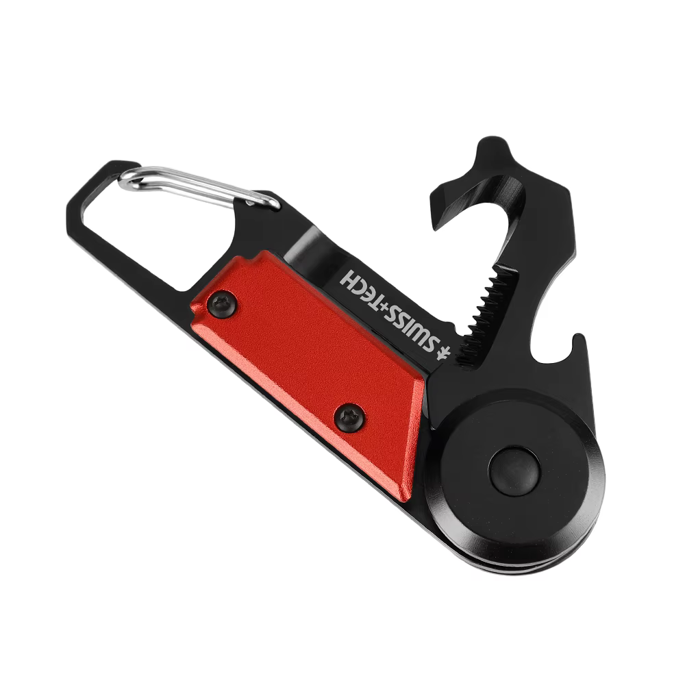 SWISS TECH-Mousqueton multi-outils de poche 6 en 1, mini scie EDC, outils à main avec coupe-boîte, é
