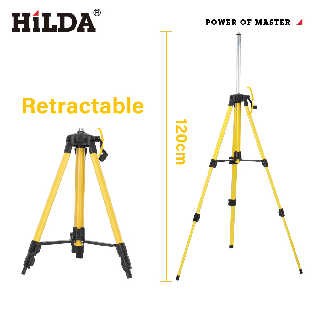 HILDA trépied de niveau Laser 1.2M/1.5M 5/8 pouces hauteur réglable trépied en feralliine épaisse Ba