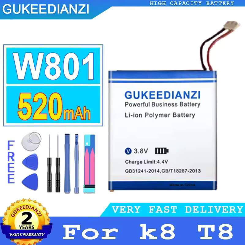 Batterie compatible avec k8 T8 W801, haute compatibilité, 520mAh