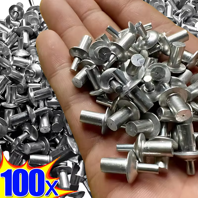 100/10x Rivets d'expansion à percussion pour marteau, à tête en aluminium, de type perforant, petite