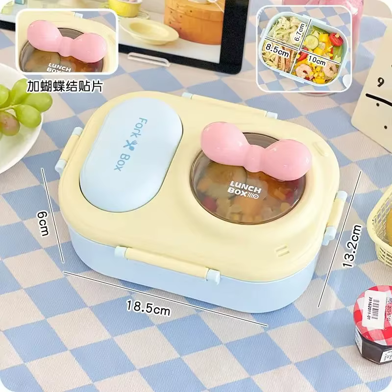 Boîte à Bento à imprimé cœur pour femmes et adolescents – Récipient à déjeuner portable de style mac