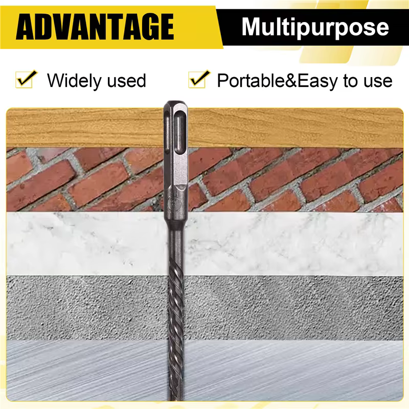 FLYY-4PCS béton 6-12Mm Bit tête de coupe croisée Double tarière marteau 150Mm mur brique bloc électr