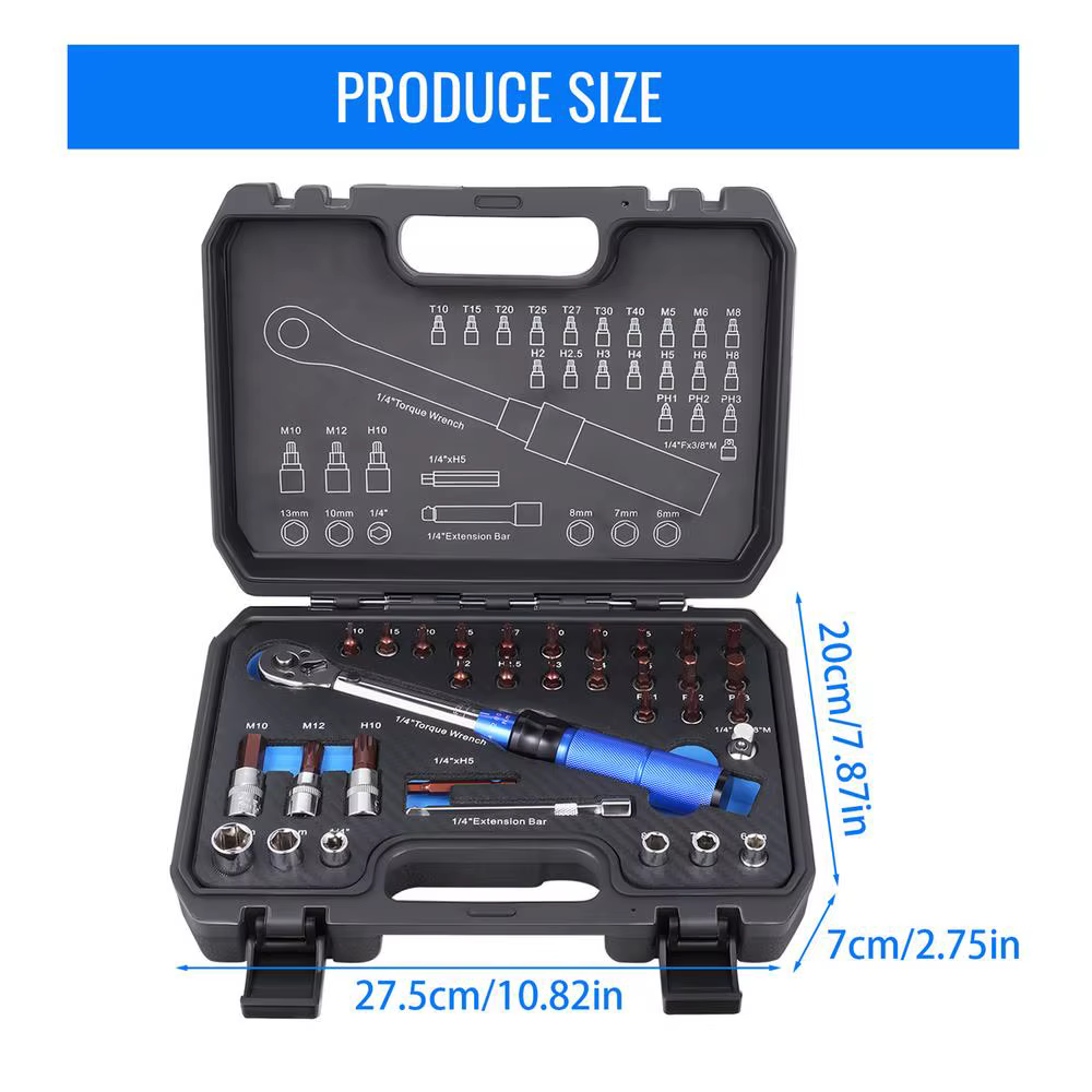 Jeu de clés dynamométriques pour moto de 1/4 pouce, kit d'outils à cliquet réglable de précision pou