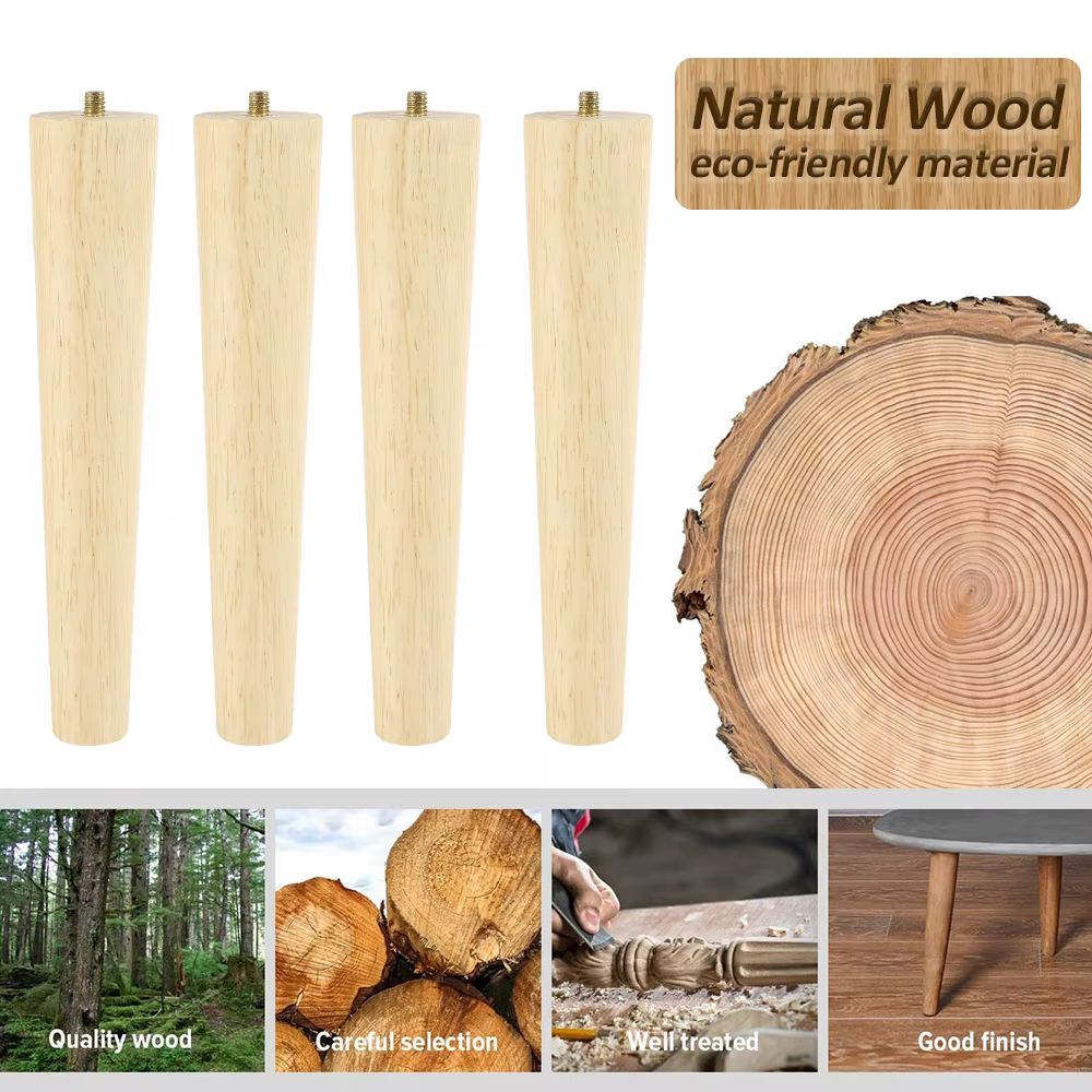 4 pièces pieds de meubles en bois massif canapé Table meuble TV Support stabiliser les pieds antidér