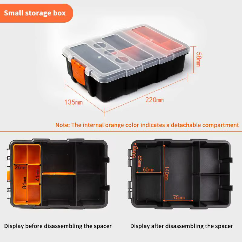 Boîte de rangement portable multi-compartiments pour matériel, avec 14 compartiments, boîte à outils
