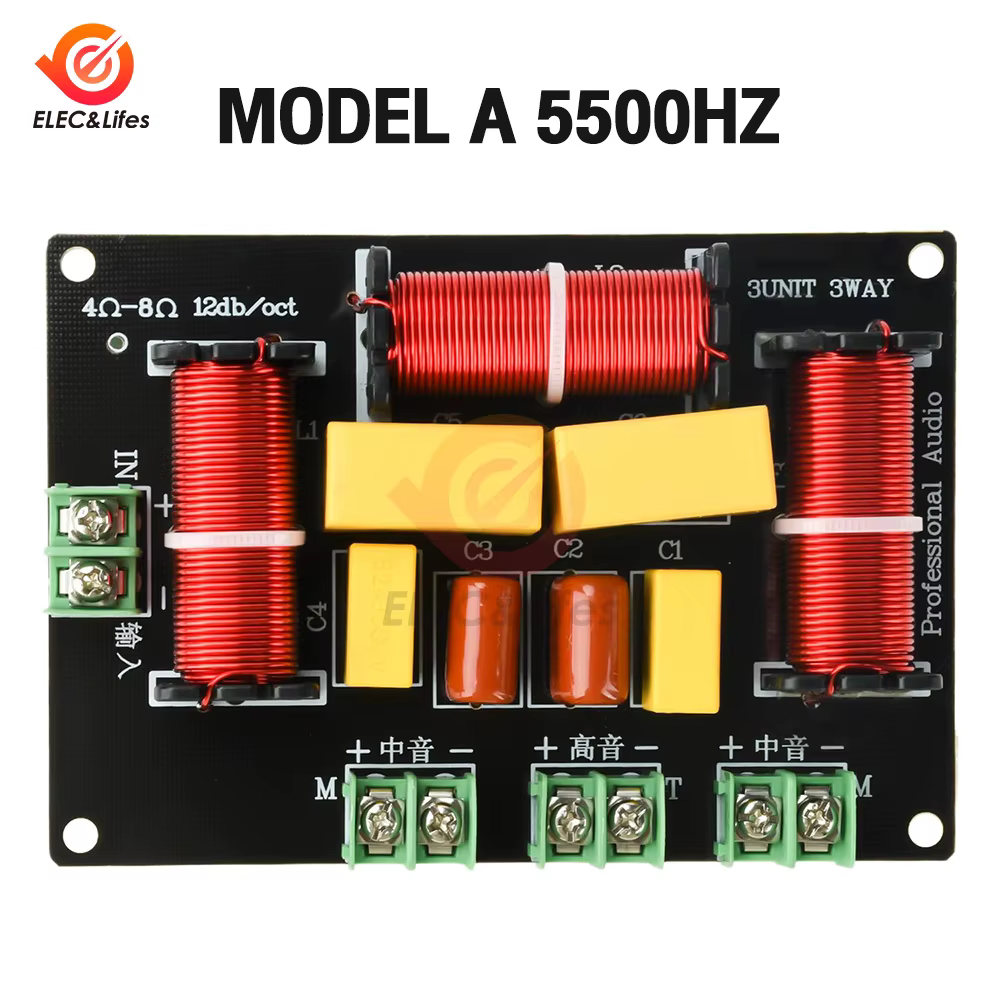 Crossover audio 3 voies, 1 tweeter, 2 médiums, 200W, points de fréquence 5300Hz/5500Hz, installation