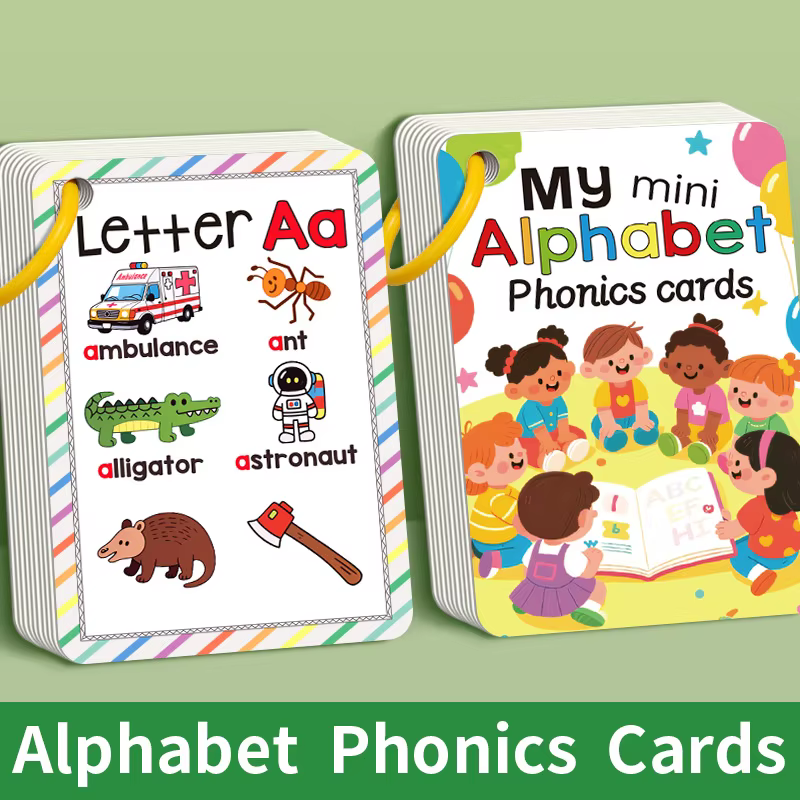 1 livre de cartes d'apprentissage A-Z pour enfants, avec images, 27 cartes de mots anglais, améliore