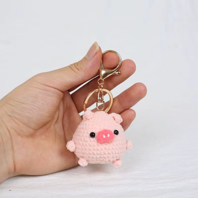 Porte-clés cochon mignon pour couple, cadeau, poupée cochon de dessin animé, porte-clés au crochet, 