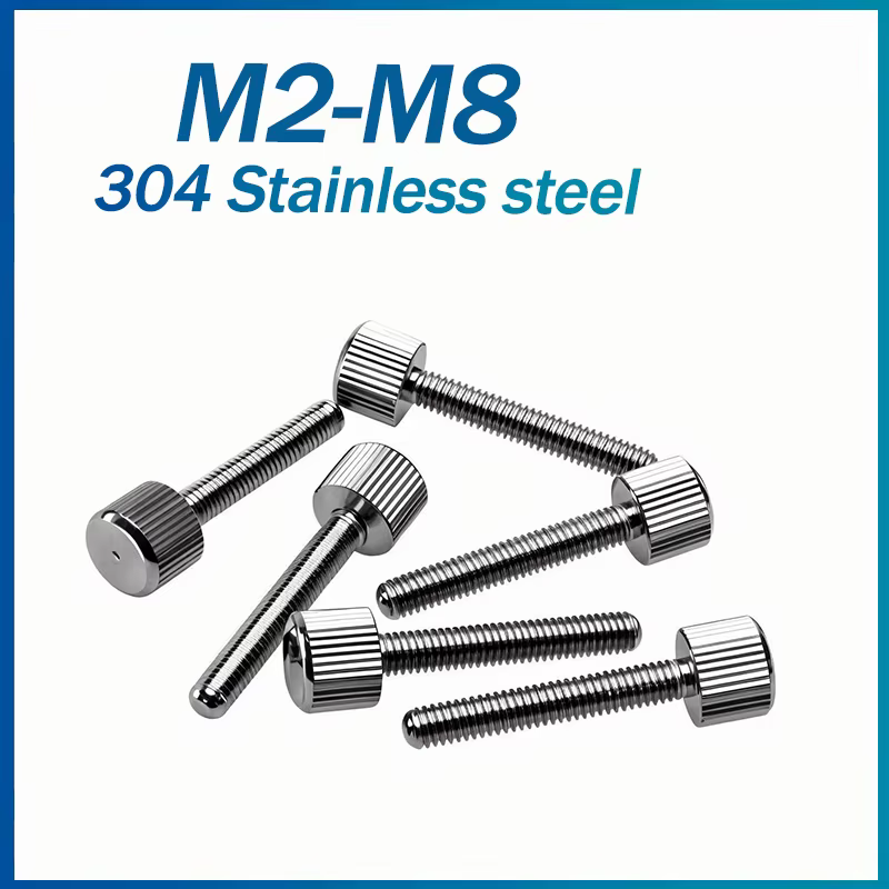 Vis à oreilles en acier inoxydable 304, M2 M2.5 M3 figuré M5 M6 M8, tête ronde plate moletée, réglag