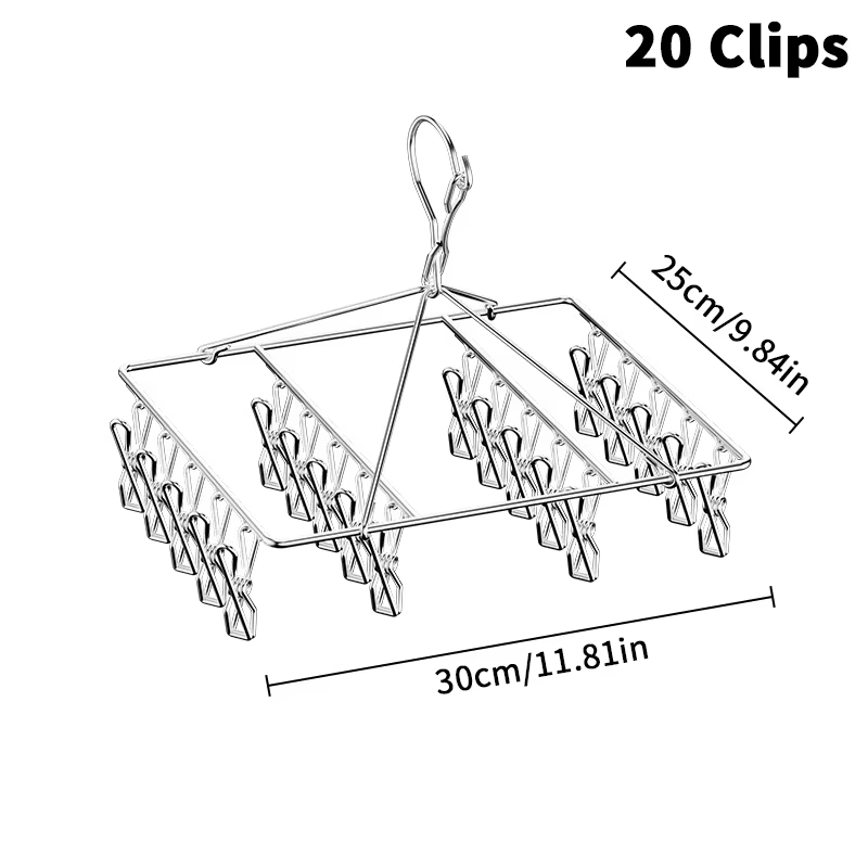 Étendoir à linge en acier coupe-vent avec pinces pour soutien-gorge, serviettes et chaussettes