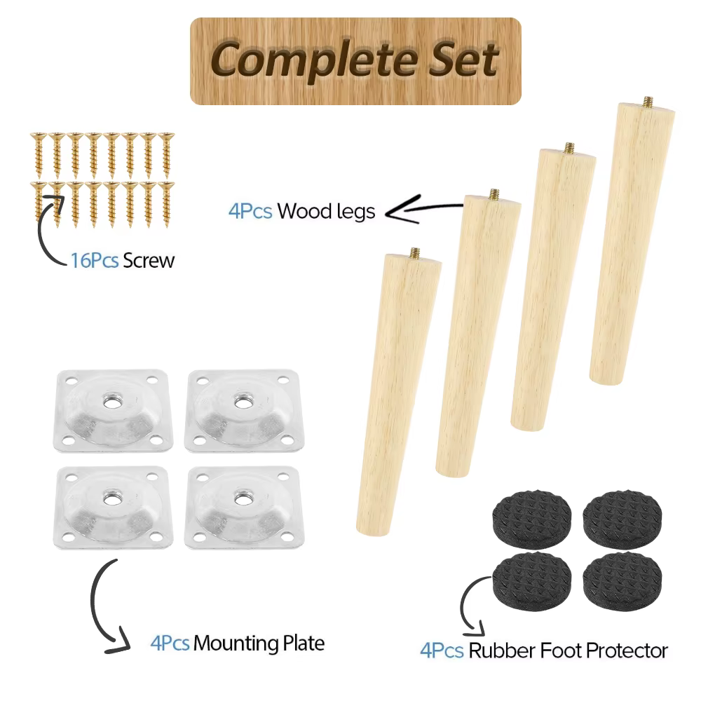 4 pièces pieds de meubles pieds de meubles en bois massif pieds de Table obliques/droits pieds de ch