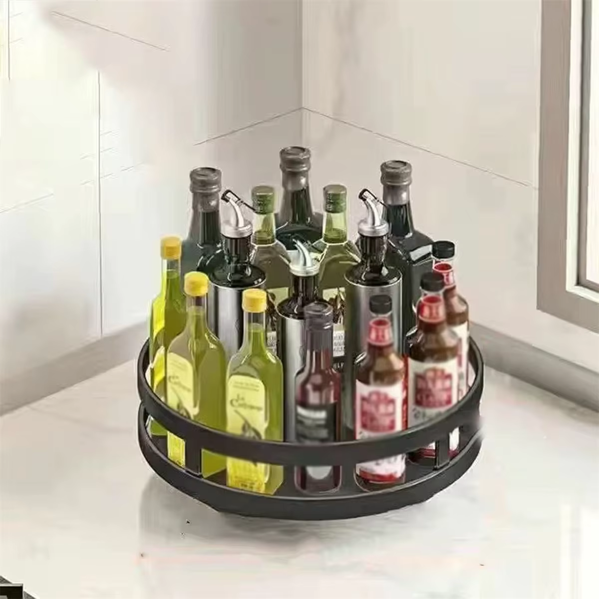 Étagère de rangement de cuisine rotative, accessoires de cuisine, support à épices, rangement optimi