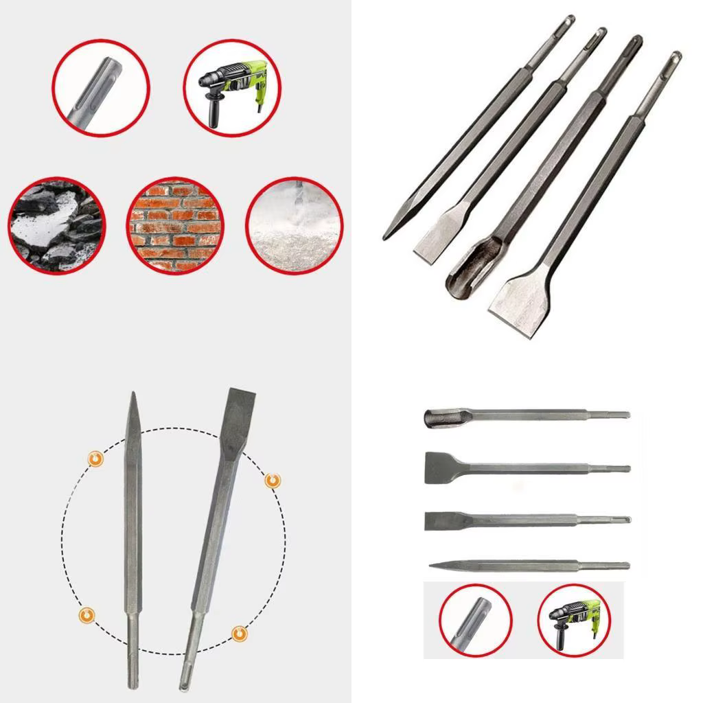 R9UF 4 pièces pointe tige SDS plat large plat marteau électrique burin pour mur en béton