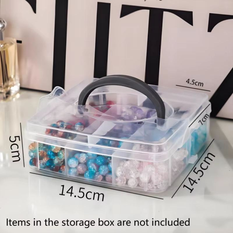 Boîte de rangement en plastique à 3 niveaux, 18 compartiments transparents réglables et empilables p