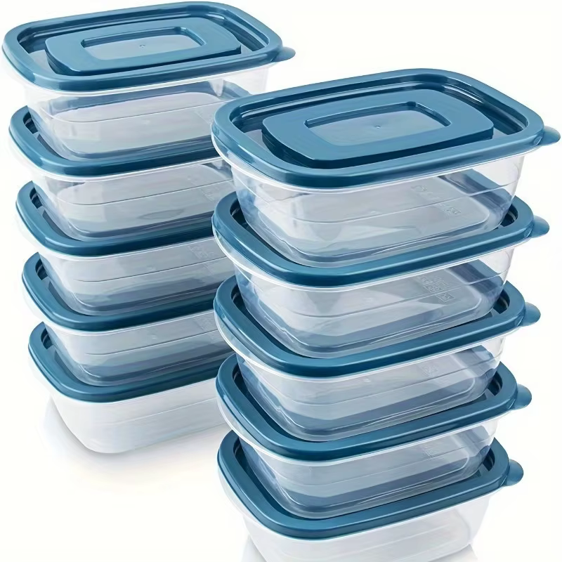 Un ensemble de 6 récipients de conservation des aliments en plastique transparent empilables avec co