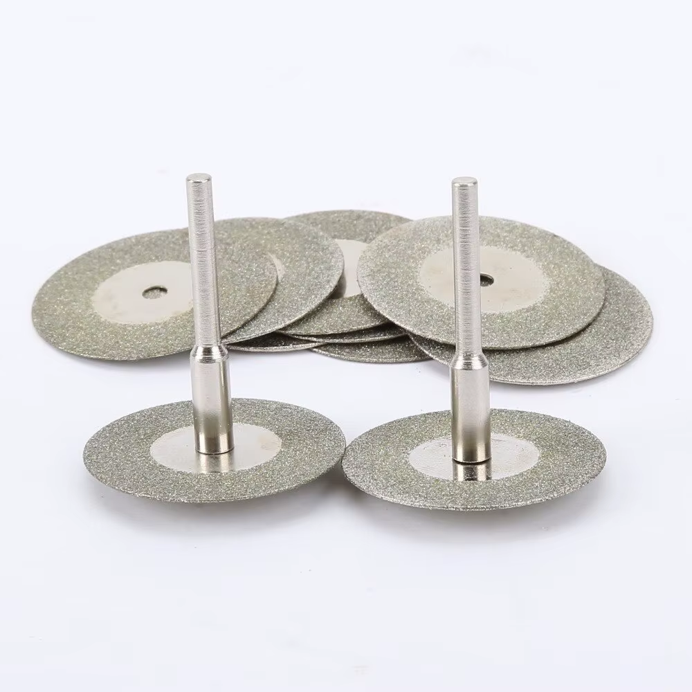 Disques de coupe diamantés 30mm, Mini lame de scie coupée avec 2 pièces de connexion de tige de 3mm 
