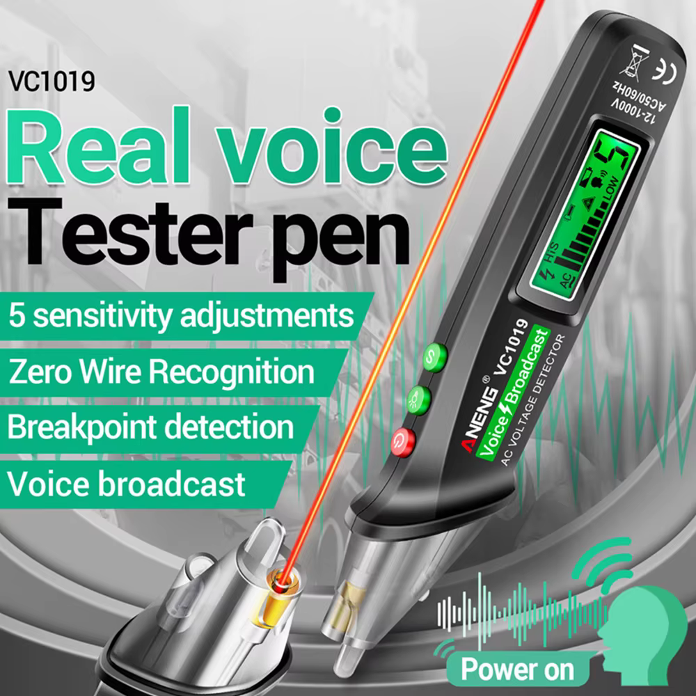 VC1019 stylo de Test de disjoncteur, détecteur de tension de diffusion vocale 12-1000V Volt courant 