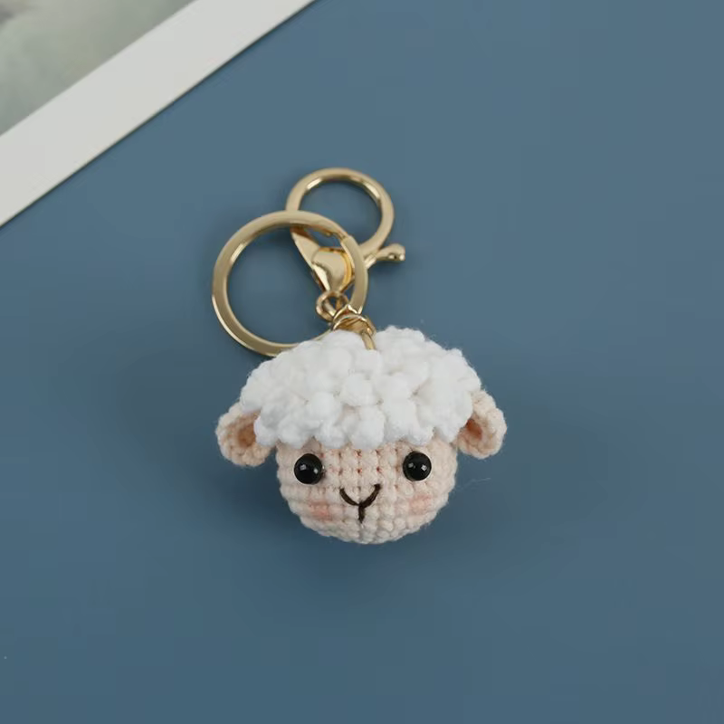 Porte-clés mouton au crochet, porte-clés poupée alpaga mignonne, pendentif de sac, porte-clés poupée